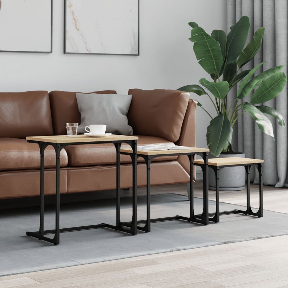 vidaXL Nested Tables 3 pcs Sonoma Oak Engineered Wood