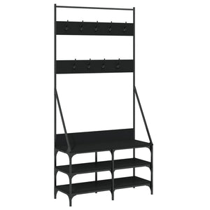 Kleiderständer mit Schuhablage, Schwarz, 90 cm