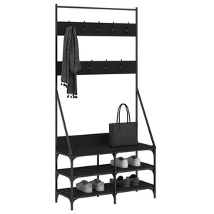 Kleiderständer mit Schuhablage, Schwarz, 90 cm