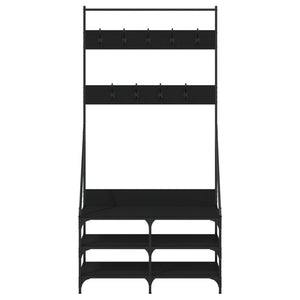 Kleiderständer mit Schuhablage, Schwarz, 90 cm