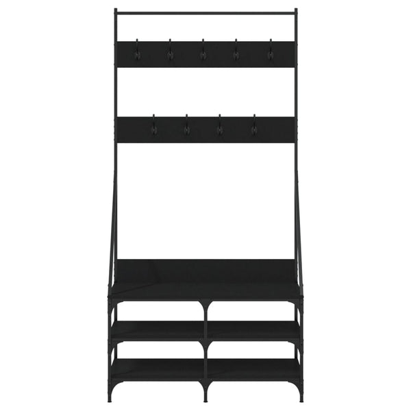 Kleiderständer mit Schuhablage, Schwarz, 90 cm