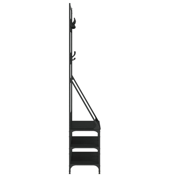 Kleiderständer mit Schuhablage, Schwarz, 90 cm