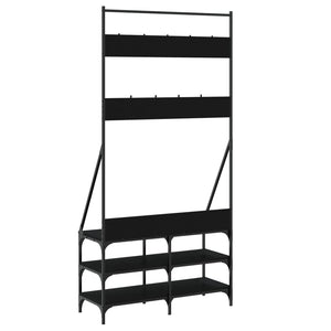Kleiderständer mit Schuhablage, Schwarz, 90 cm