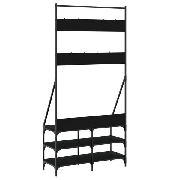 Kleiderständer mit Schuhablage, Schwarz, 90 cm