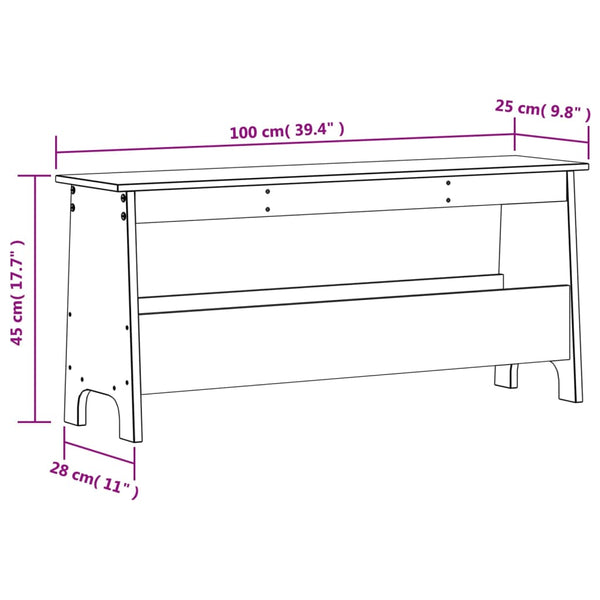 Weiße Flurbank Kiefer Massivholz 100 cm