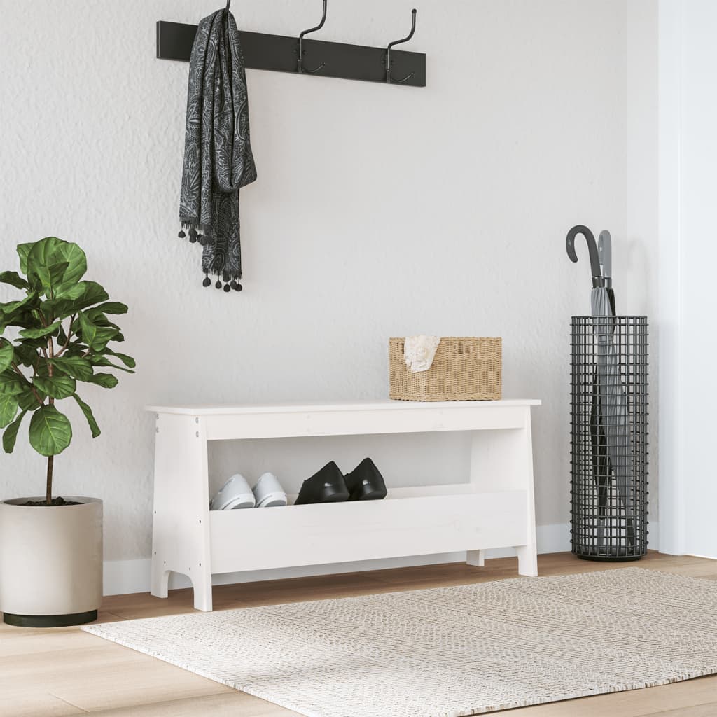 Weiße Flurbank Kiefer Massivholz 100 cm