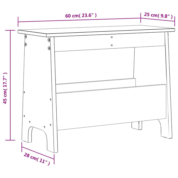 Flurbank Kiefer Massivholz Wachsbraun 60cm