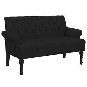 Schwarze Stoffbank mit Rückenlehne 120 cm