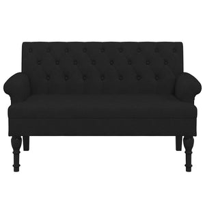 Schwarze Stoffbank mit Rückenlehne 120 cm