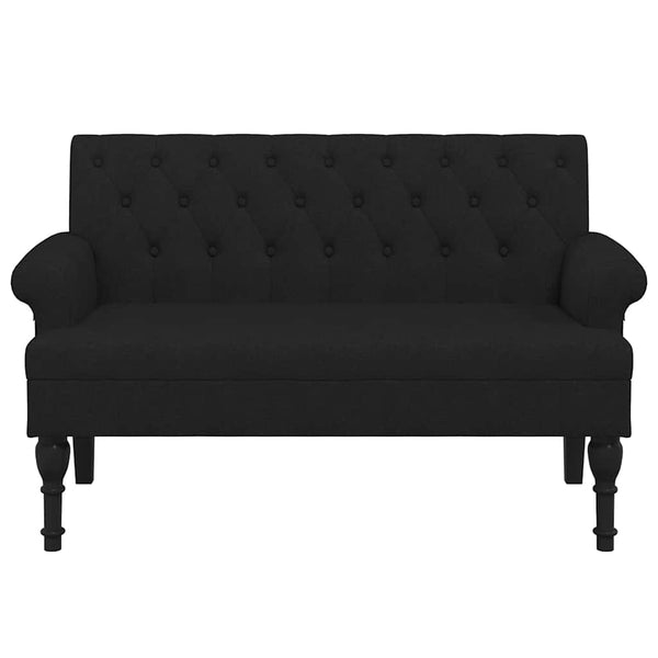 Schwarze Stoffbank mit Rückenlehne 120 cm