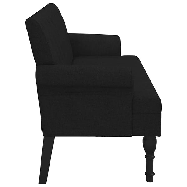Schwarze Stoffbank mit Rückenlehne 120 cm