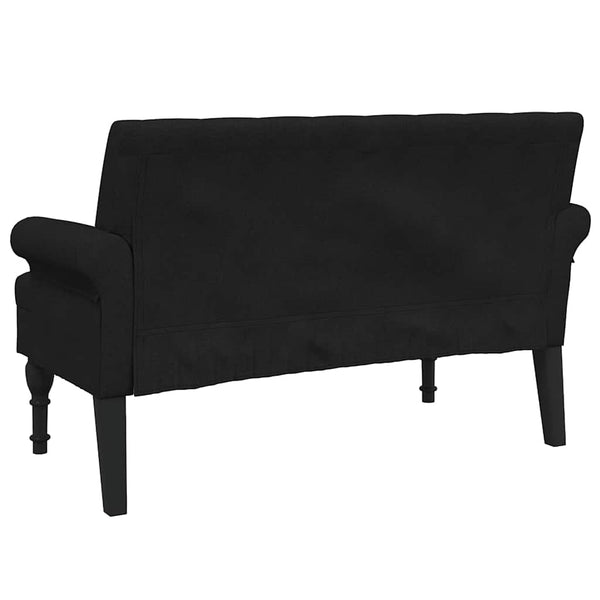 Schwarze Stoffbank mit Rückenlehne 120 cm