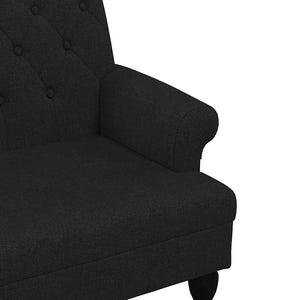Schwarze Stoffbank mit Rückenlehne 120 cm