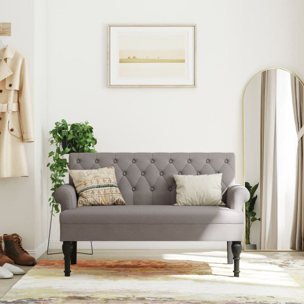 Sitzbank Taupe mit Rückenlehne, 120 cm