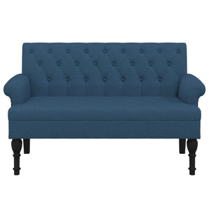 Blaue Sitzbank mit Rückenlehne, 120 cm