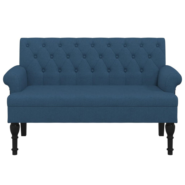 Blaue Sitzbank mit Rückenlehne, 120 cm