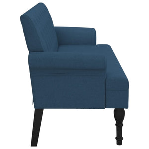 Blaue Sitzbank mit Rückenlehne, 120 cm