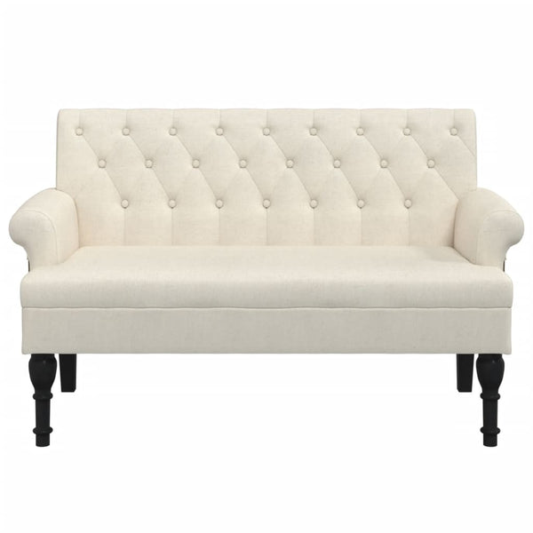 Sitzbank mit Leinenbezug und Rückenlehne