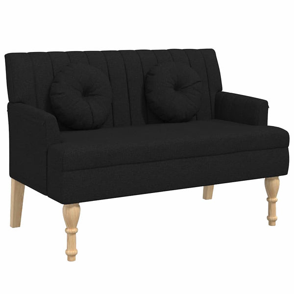 Schwarze Sitzbank mit Kissen, 113 cm