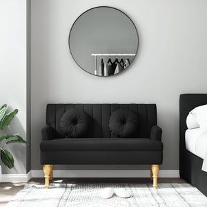 Schwarze Sitzbank mit Kissen, 113 cm