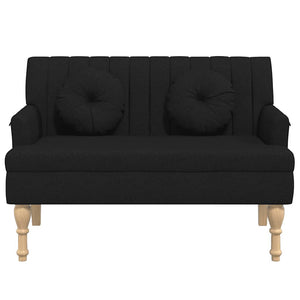 Schwarze Sitzbank mit Kissen, 113 cm