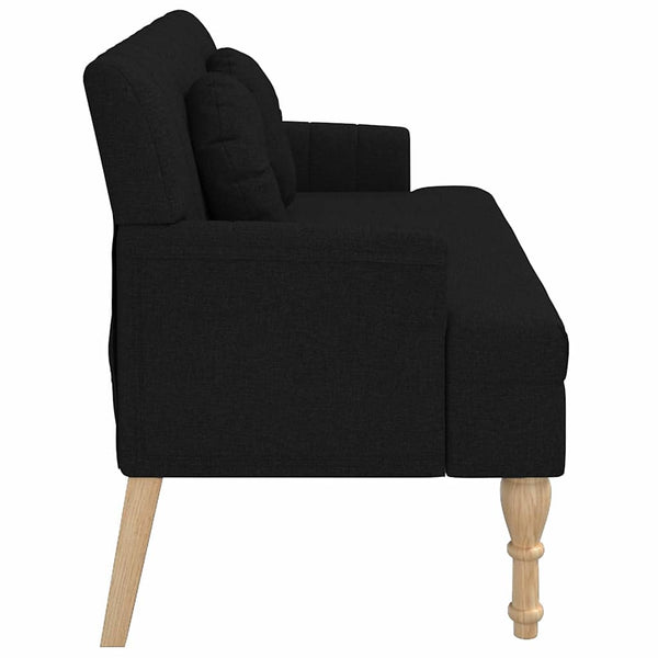 Schwarze Sitzbank mit Kissen, 113 cm
