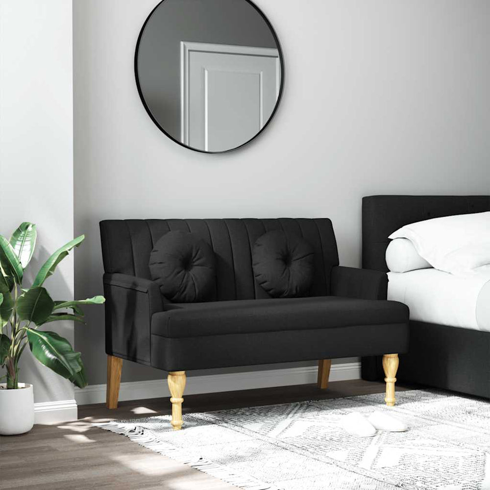 Schwarze Sitzbank mit Kissen, 113 cm