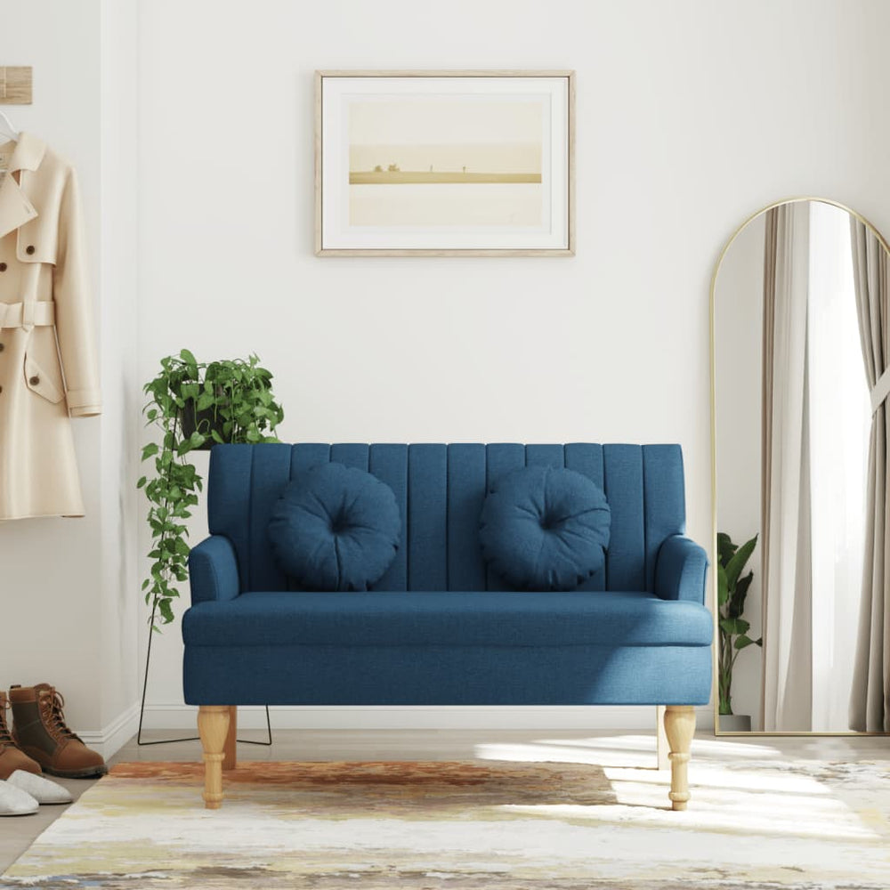 Blaue Sitzbank mit Kissen, 113 cm