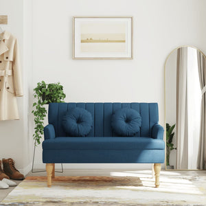 Blaue Sitzbank mit Kissen, 113 cm