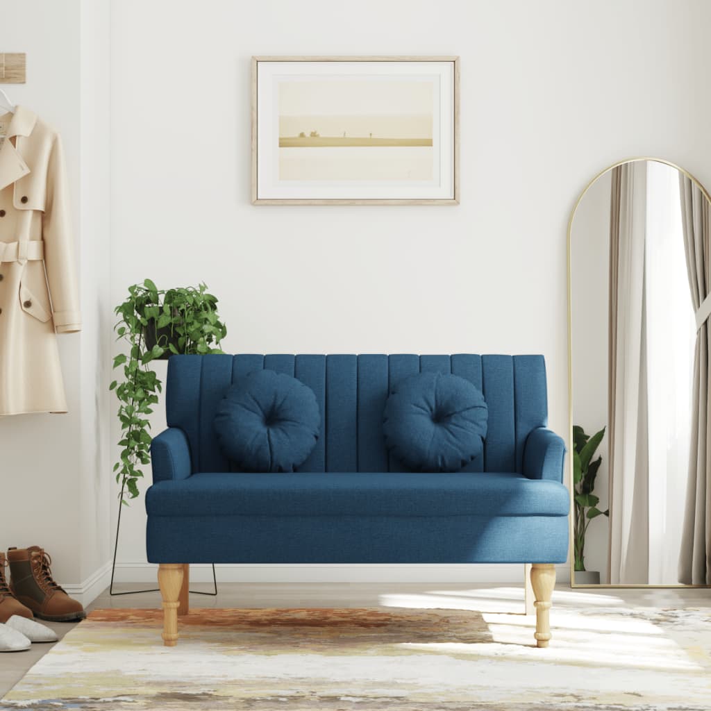 Blaue Sitzbank mit Kissen, 113 cm