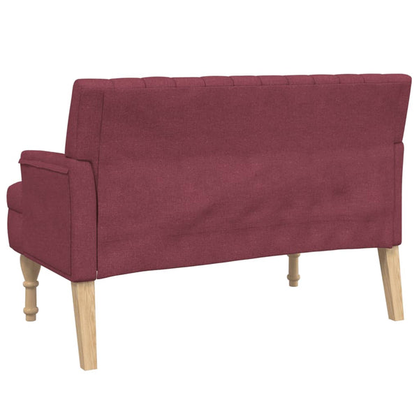 Weinrote Sitzbank mit Kissen, 113 cm