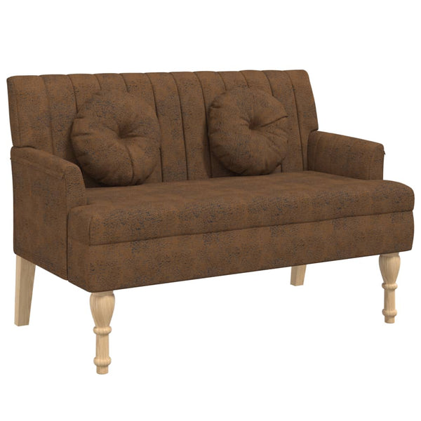 vidaXL Banc avec coussin Marron 113x64,5x75,5 cm Aspect daim