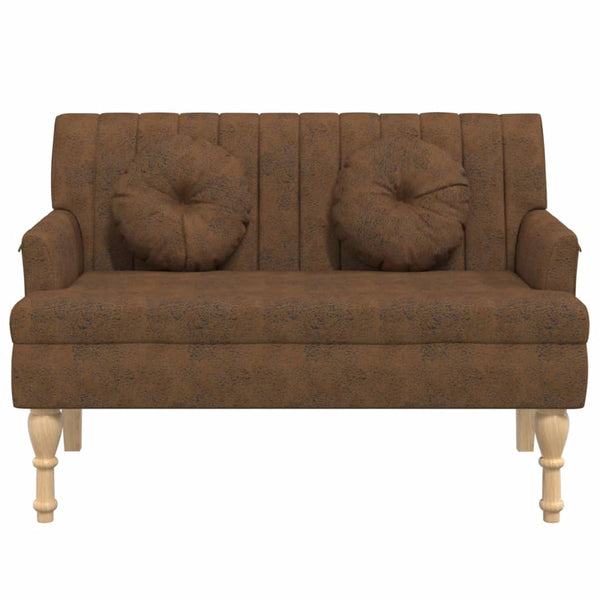 vidaXL Banc avec coussin Marron 113x64,5x75,5 cm Aspect daim