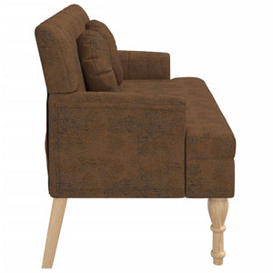 vidaXL Banc avec coussin Marron 113x64,5x75,5 cm Aspect daim