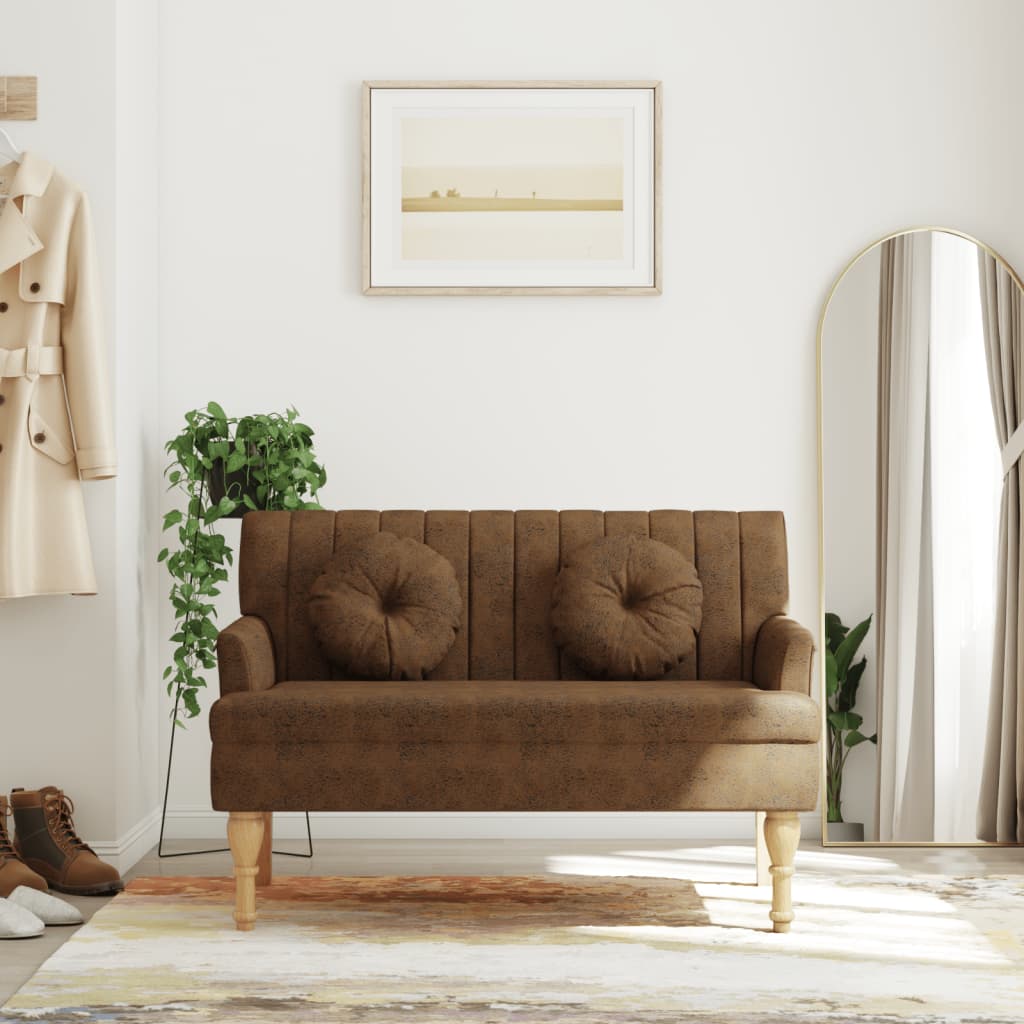 vidaXL Banc avec coussin Marron 113x64,5x75,5 cm Aspect daim