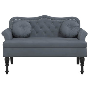 Samt Bank Dunkelgrau mit Kissen 120,5 cm