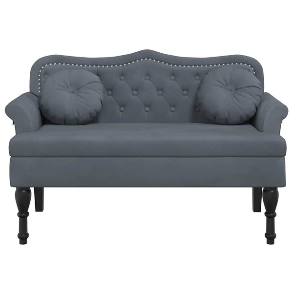 Samt Bank Dunkelgrau mit Kissen 120,5 cm