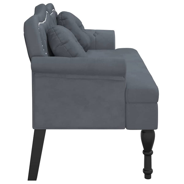 Samt Bank Dunkelgrau mit Kissen 120,5 cm
