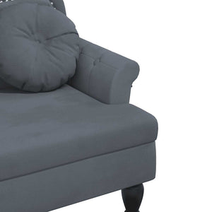 Samt Bank Dunkelgrau mit Kissen 120,5 cm