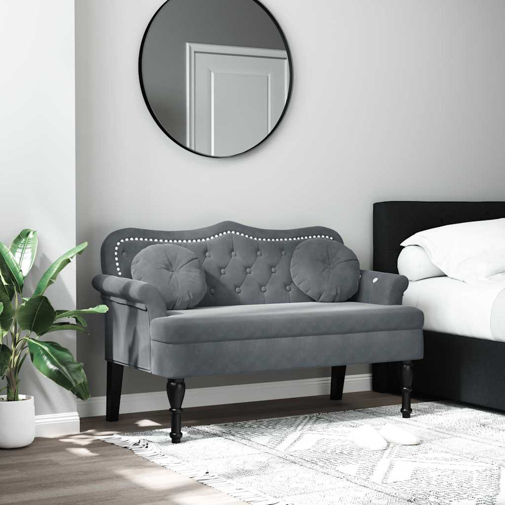 Samt Bank Dunkelgrau mit Kissen 120,5 cm