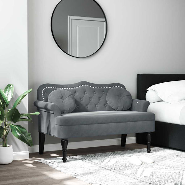 Samt Bank Dunkelgrau mit Kissen 120,5 cm