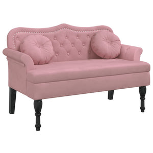 Rosa Samt Sitzbank mit Kissen 120,5 cm