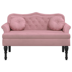 Rosa Samt Sitzbank mit Kissen 120,5 cm