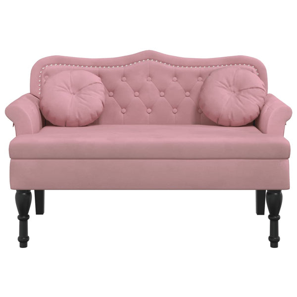 Rosa Samt Sitzbank mit Kissen 120,5 cm