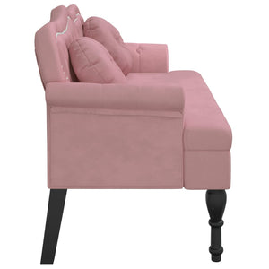 Rosa Samt Sitzbank mit Kissen 120,5 cm