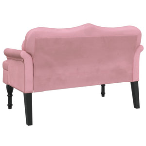 Rosa Samt Sitzbank mit Kissen 120,5 cm