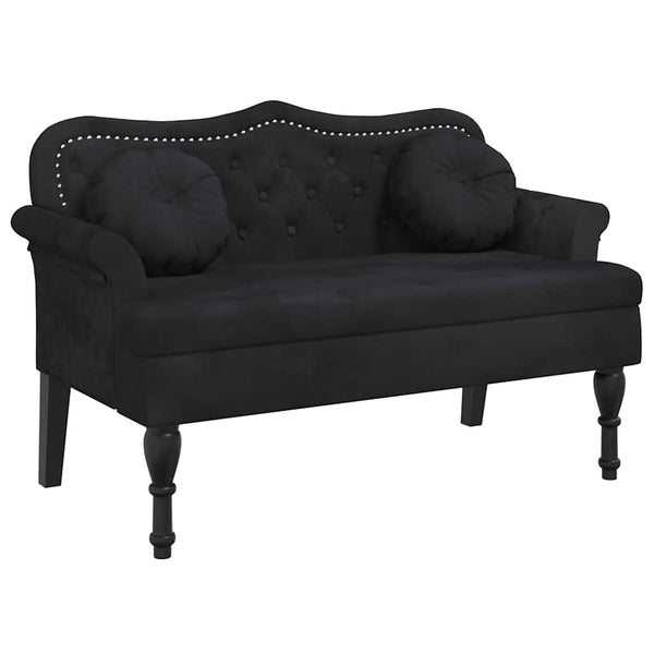 Schwarze Samt Bank mit Kissen 120,5 cm