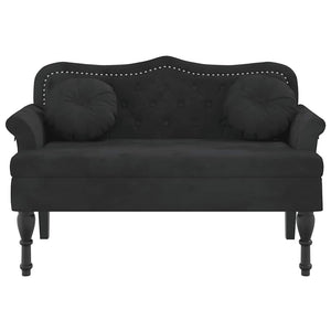 Schwarze Samt Bank mit Kissen 120,5 cm