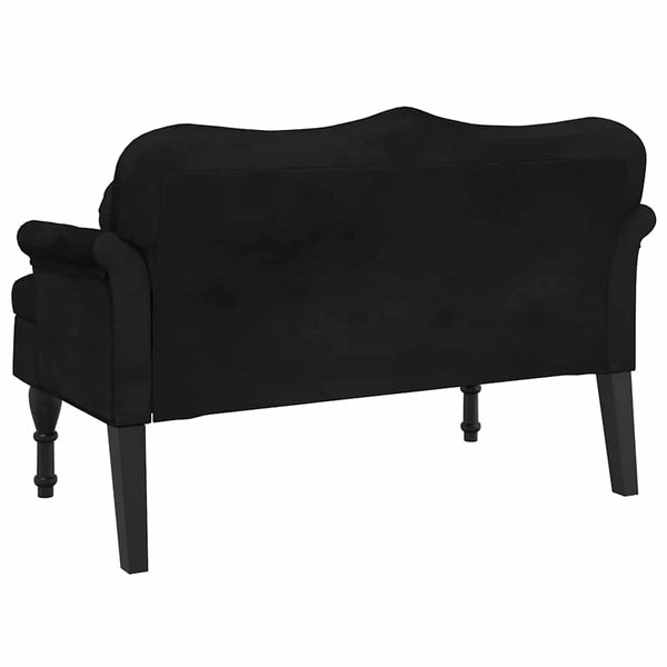 Schwarze Samt Bank mit Kissen 120,5 cm