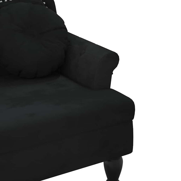 Schwarze Samt Bank mit Kissen 120,5 cm